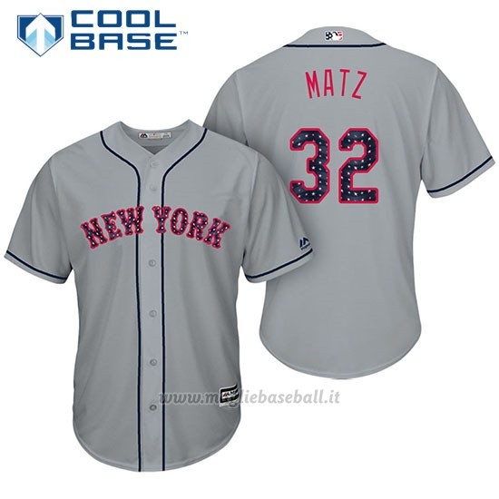 Maglia Baseball Uomo New York Mets 2017 Estrellas y Rayas Steven Matz Grigio Cool Base